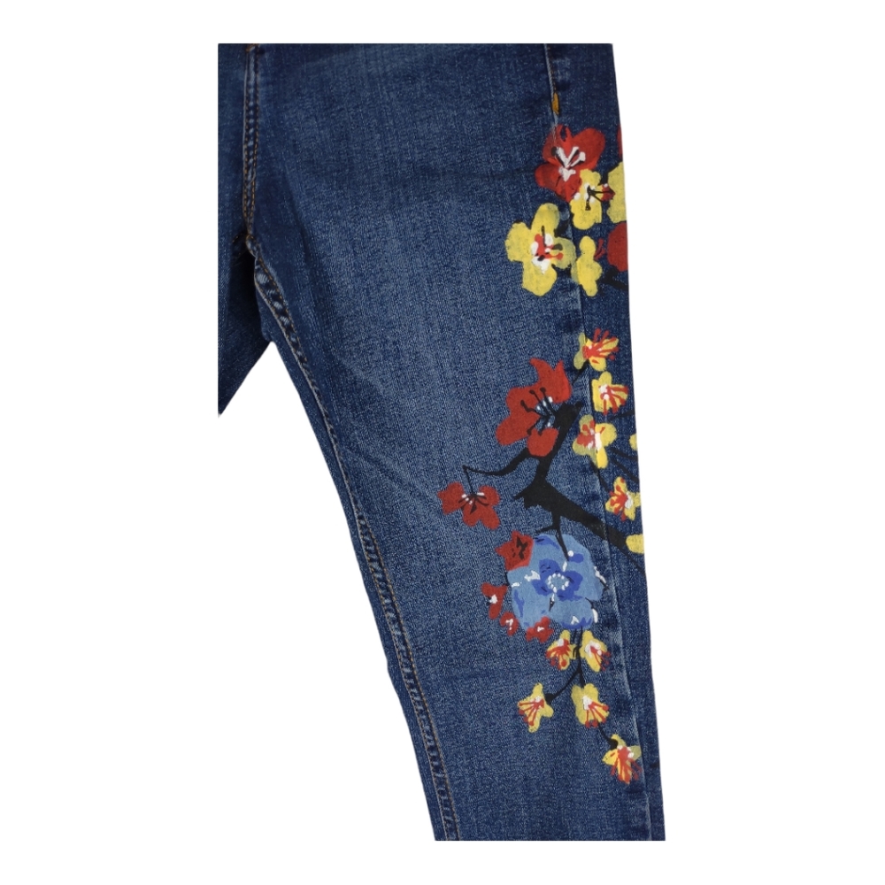 Topshop MOTO Floral Jamie Jeans Size W 25 L 25 Skinny Hand Painted - Picture 11 of 15